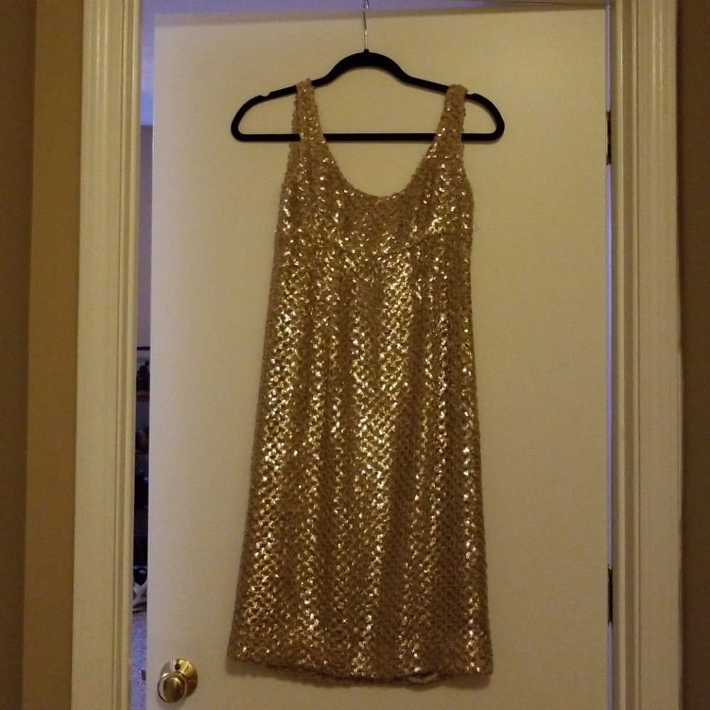 Vintage Pat Sandler gold sequin cocktail dress